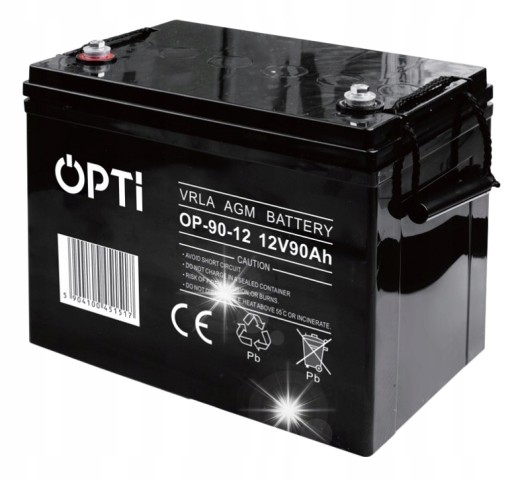 Акумулятор вольт polska agm opti 12v 90ah