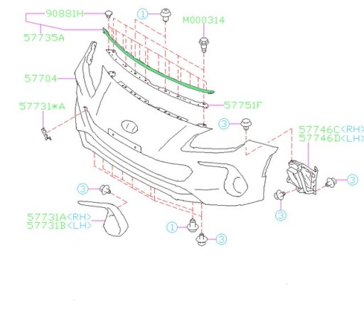57735CC000 - ПРОКЛАДКА БАМПЕРА КАПОТА SUBARU BRZ 2.4 T 2022-