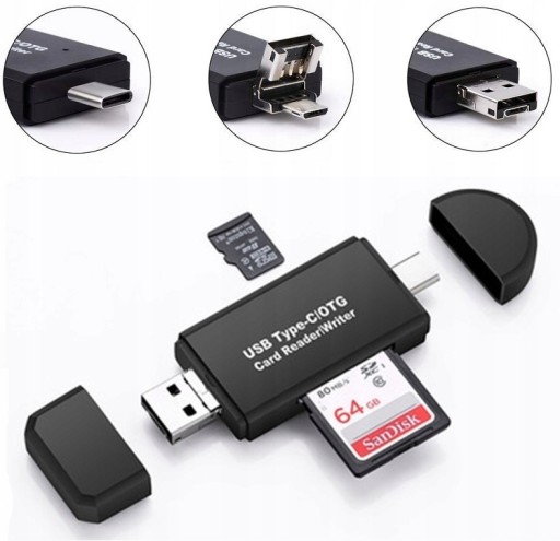 Čítačka kariet USB SD microSD USB-C Micro USB 3w1