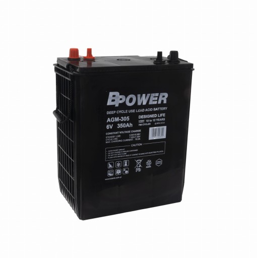 Аккумулятор bpower 350ah agm-305 6 в для циклической работы, 700 циклов глубокого цикла
