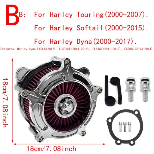 BD601794-Red - Red B Style Filter Хромований повітряний фільтр Harl