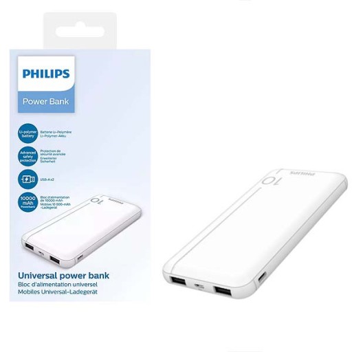 PHILIPS POWER BANK 10000mAh 2X USB-A BATERIA AWARYJNA BIAŁY DLP1810NW/62 #3