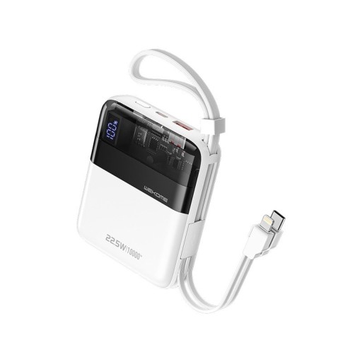 WEKOME Power bank 10000 mAh Super Charging z wbudowanym kablem USB-C &