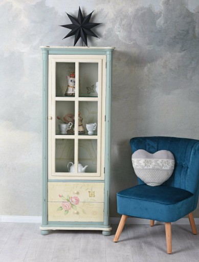 Vitrína so zásuvkami Motív kvetov Shabby Chic