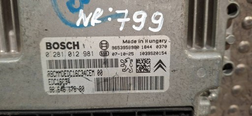 computer 0281012981 9653958980 9664617680 CITROEN PEUGEOT 1.6 HDI