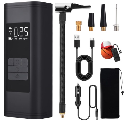 НАСОС З ПОВІТРЯНИМ КОМПРЕСОРОМ З МОЖЛИВОСТЮ ДЛЯ АВТОМОБІЛЬНОГО ВЕЛОСИПЕДНОГО М'ЯЧА