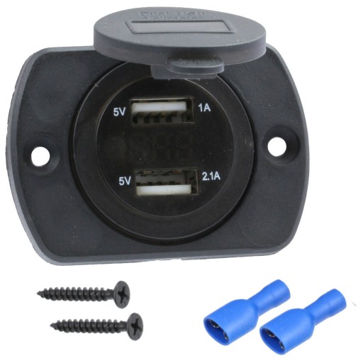 ME-001946 - 2x USB 2.1 A 1A роз'єм для зарядки + вольтметр