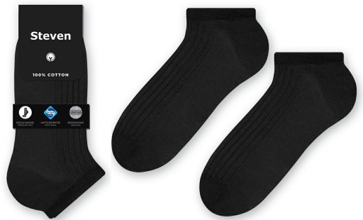 STEVEN členkové ponožky 100% BAVLNA 042 čierna ' 44-46
