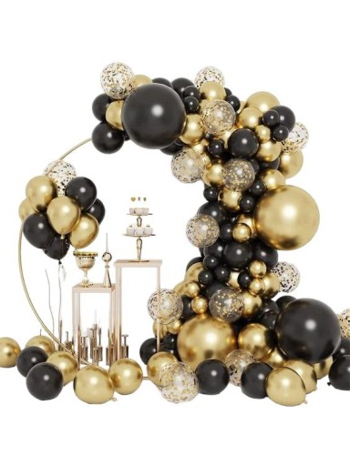 Гірлянда ПОВІТРЯНА КУЛЯ ПОВІТРЯНІ КУЛІ чорне золото бантик Стрічка