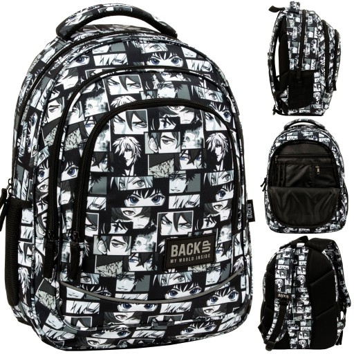 Рюкзак шкільний багатокамерний Backup PLB5X43 Manga 26 л чорно-білий