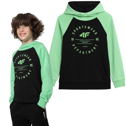 Дитячий світшот 4F 4FJSS23TSWSM221-20S розмір 158 чорно-зелений