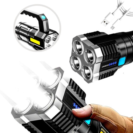 Мощный многофункциональный фонарик 5X светодиодный аккумулятор