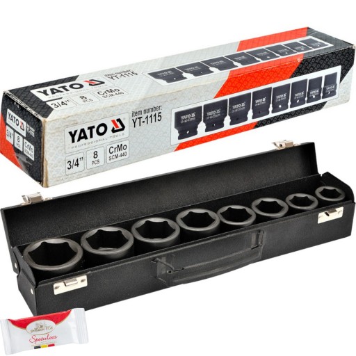 НАБОР УДАРНЫХ НАСАДОК 3/4 ДЮЙМА, 8 ДЕТАЛЕЙ. YT-1115