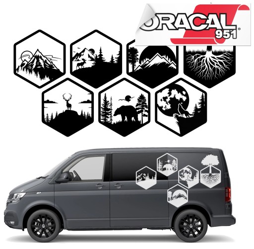 Наклейки для автомобилей CAMPER HEXAGON 44X50CM 7pcs