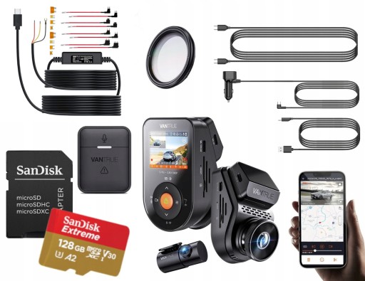 VANTRUE S1 PRO 2-КАНАЛЬНЫЙ РЕГИСТРАТОР SONNET 1 + 128 ГБ + ACC + ФИЛЬТР CPL + ПУЛЬТ ДУ