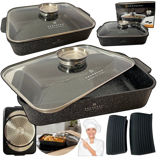 🔥 MEGA OKAZJA! Brytfanna Marmurowa 3.2L Non-Stick + Łapki GRATIS! Gaz/Indukcja.