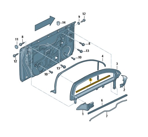 8P4837477AA - * Уплотнитель стекла передний левый A3 8P ASO