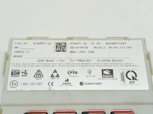 comfort control unit 8736971 Bmw X6 II (2014-2019) F16