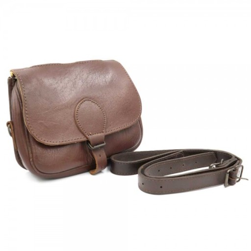 Коричнева шкіряна мисливська сумка - хлібниця