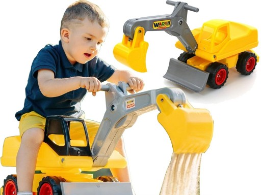 Жовтий екскаватор Jeździk Wader 38050