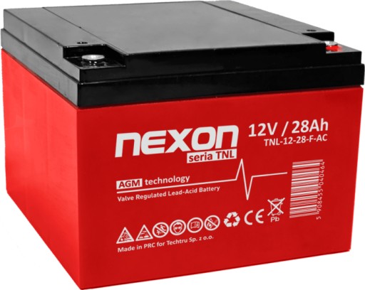 Необслуговуваний акумулятор nexon tnl 28-12 vrla agm 12v 28ah (f) довгий термін служби