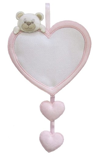 Розетка-вишиванка з ведмедиком і сердечками, рожева