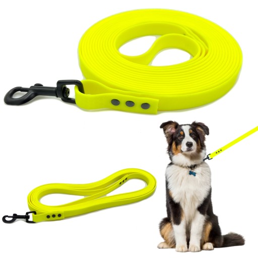 Vodítko pre psa nepremokavá tréningová páska Biothane silná 2 m žltá Nicely