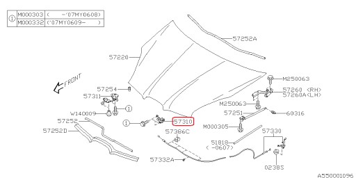 57310XA02A - ЗАМОК КАПОТА SUBARU TRIBECA 06-