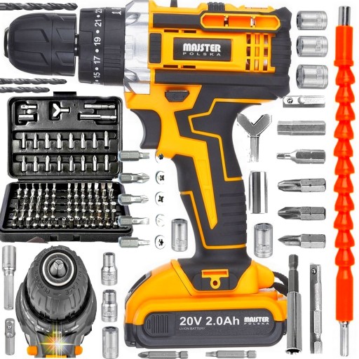 Акумуляторна дриль шуруповерт біти 2xaku 20V ударна