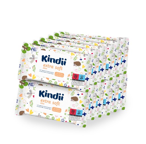Вологі серветки Kindii Extra Soft Aloe 12 х 60 шт.