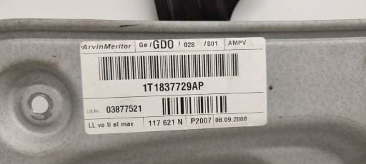 window regulator left front mechanism VW Touran and LIFT 1,4 TSI