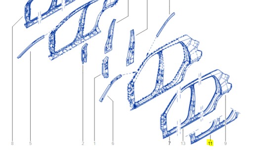 764618855R - ЛЕВЫЙ ПОРОГ ОБШИВКА ЧЕТВЕРТЬ DACIA SPRING 21-