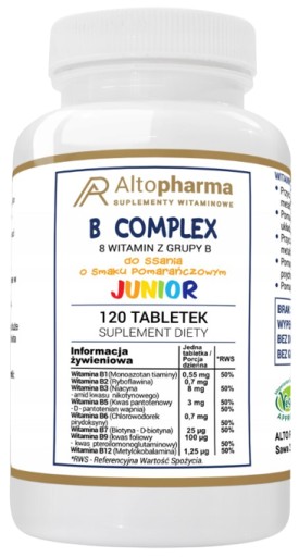 AltoPharma Vitamín B Complex Junior 120 tabliet pre deti Zdravá pokožka