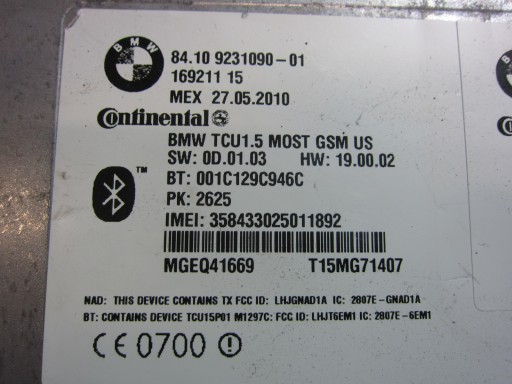 BMW F01 F10 module control unit TELEMATIC 84109231092