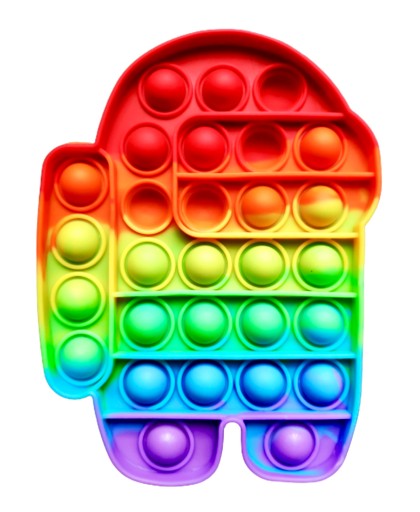 Поп ІТ-робот штовхає бульбашку серед веселкових попіт-роботів