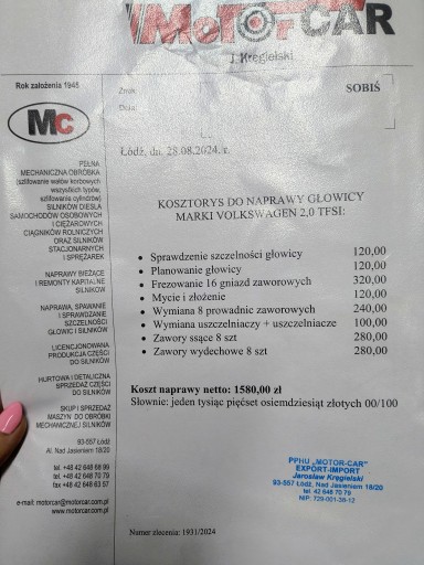 Audi oe 06f103373a головка 2.0tfsi відновлена