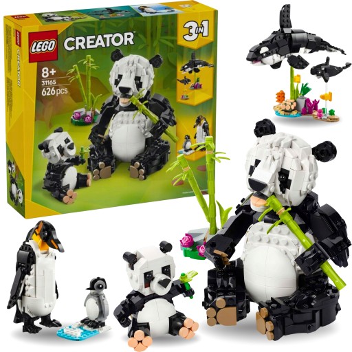 LEGO CREATOR 3w1 DZIKIE ZWIERZĘTA RODZINA PAND 31165 PANDA - ORKA