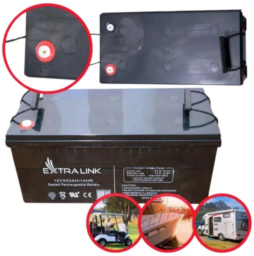 Аккумулятор agm extralink 12в 200ач необслуживаемый черный 55кг