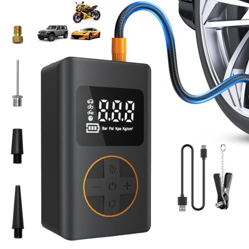 АВТОМОБІЛЬНИЙ КОМПРЕСОРНИЙ ВЕЛОСИПЕДНИЙ НАСОС 3600MAH З ЦИФРОВИМ LED-ДИСПЛЕЄМ