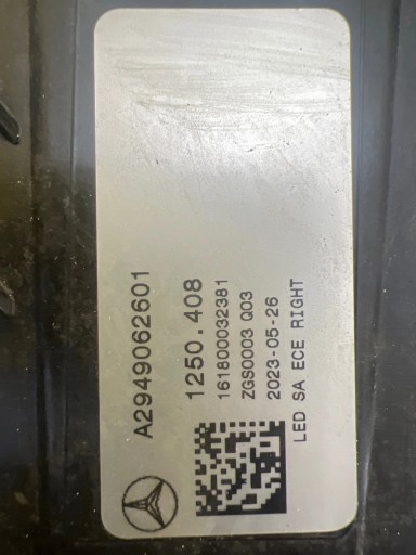 light right Mercedes EQE SUV X294 W294 22-24 Digital Light Led A2949062601