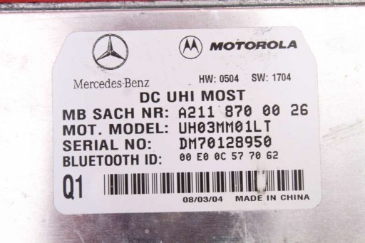 Bedienteil modul BLUETOOTH A2118700026 MERCEDES CLS C219 W219 04-08