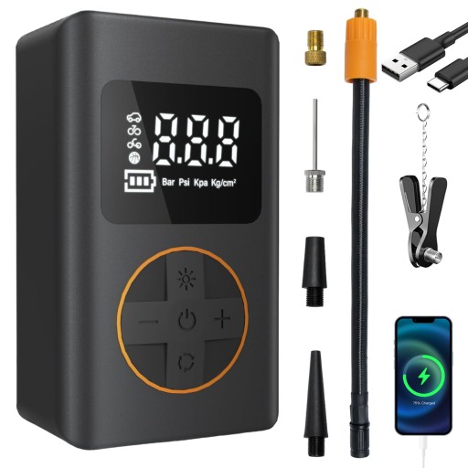 АВТОМОБИЛЬНЫЙ КОМПРЕССОР МОТОЦИКЛ БЕСПРОВОДНОЙ НАСОС ВЕЛОСИПЕД LED