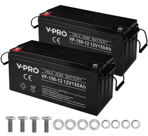 2 аккумулятора agm volt polska vpro 150 ач, инверторный преобразователь ибп