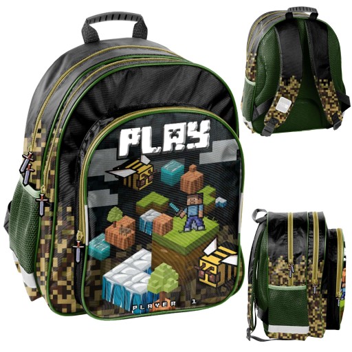 Рюкзак шкільний багатокамерний Paso чорний, Відтінки коричневого та бежевого, Відтінки зеленого, Різнокольоровий 18 л