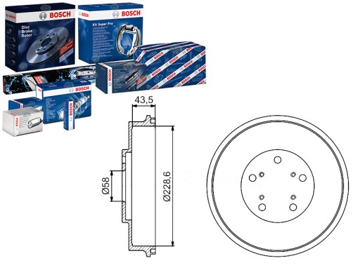 BOS0 986 - КОМПЛЕКТ ТОРМОЗНЫХ БАРАБАНОВ BOSCH BF441 BT1046 DB42