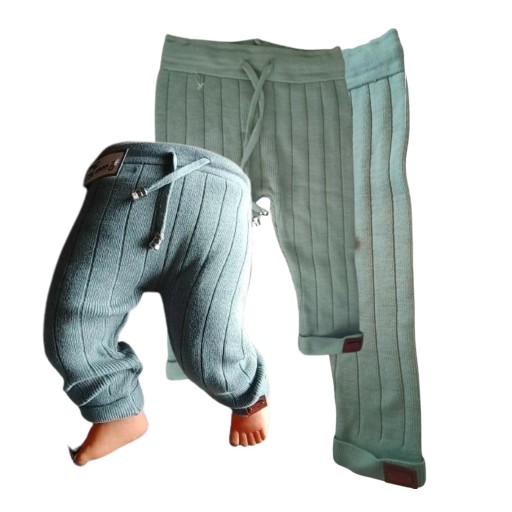 Legginsy niemowlęce Spodnie dzianinowe prążkowane