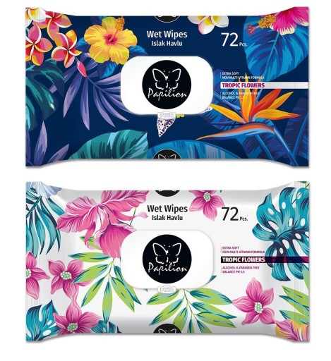 СЕРВЕТКИ ВОЛОГІ (72)ПАПІЛОН ТРОПІЧНІ КВІТИ