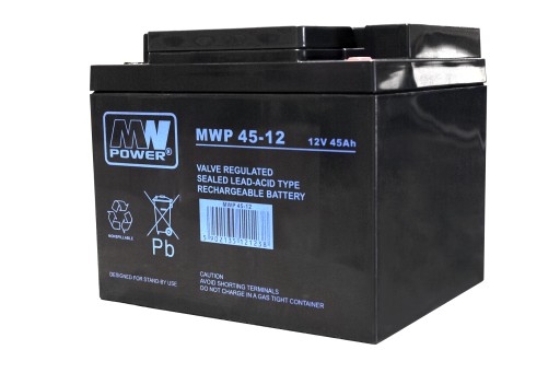 Акумулятор mwp 45-12 (довгий ресурс, 12v-45ah, болт m6)