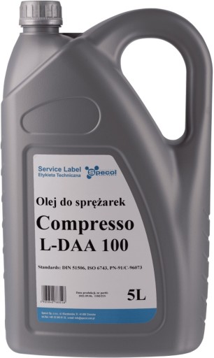 SPECOL COMPRESSO L-DAA 100 5L OIL / ДЛЯ КОМПРЕСОРІВ / PN-91/C-96073, ISO