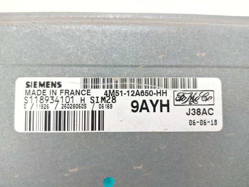 computer control unit of the engine FORD C-MAX MK1 1.6 16V 100KM 4M51-12A650-HH